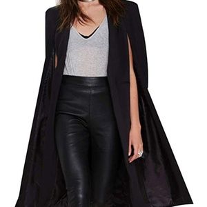 Casual Open Front Cape Trench Duster Coat Longline